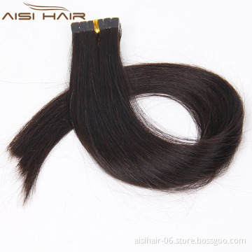 Aisi Hair Large Stock Top Quality Russian Hair Double Drawn African American Straight Tape Human Hair Extension